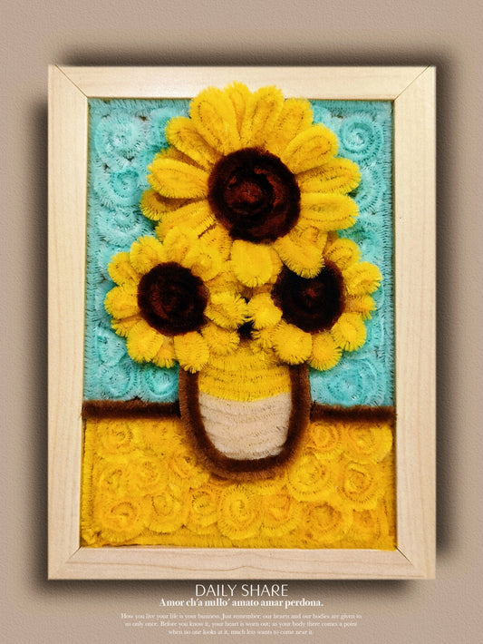 🌻 Van Gogh Sunflower-Inspired Pipe Cleaner Diorama Frame 🌻